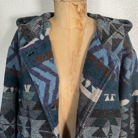 Vintage Rampage Fleece South Western Print Hoody Coat Size Med - Picture 3 of 6